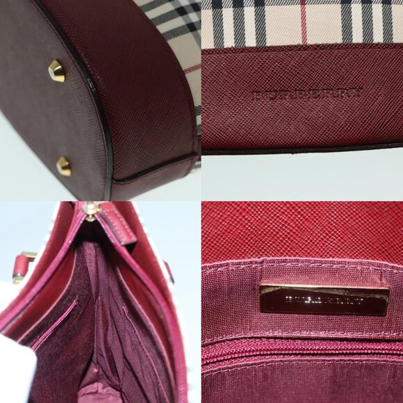 BURBERRY Nova Check Shoulder Bag Canvas Beige Gold Auth 93198 - Picture 12 of 14